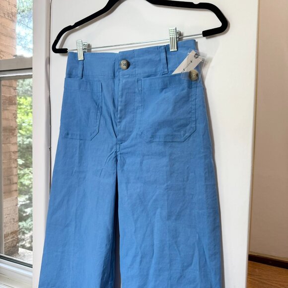 New Anthropologie Colette Linen Wide-Leg Pants Magic Fabric Sapphire Blue 30 - Picture 6 of 13